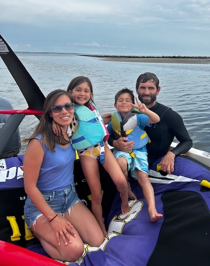 family in boat