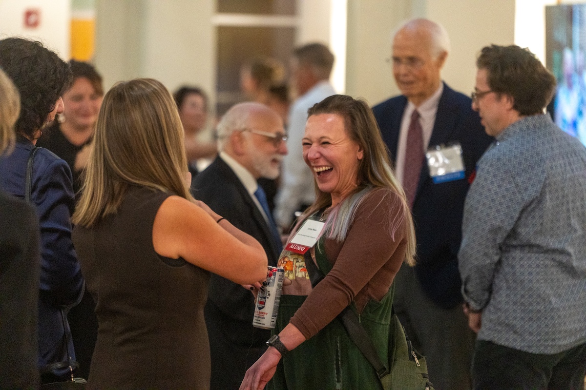 person laughing at party