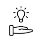 icon of light bulb over an extended hand