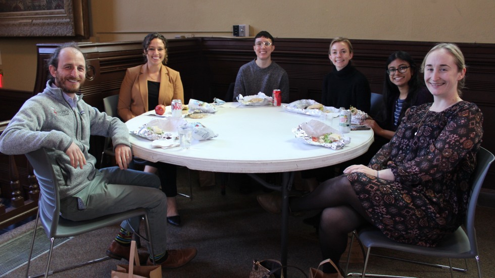 six people around a table