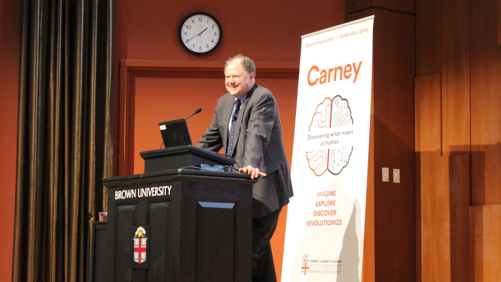 man at a podium