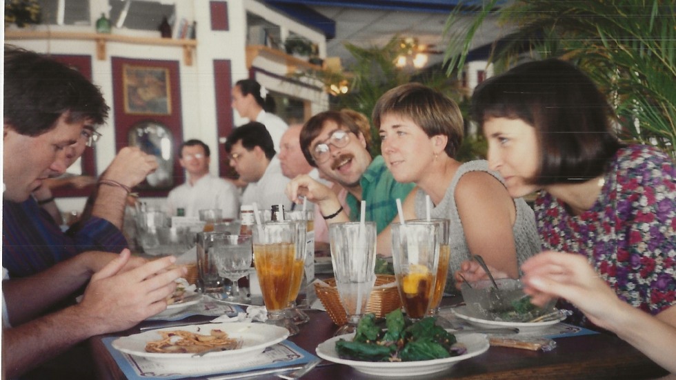 people eating at restaurant